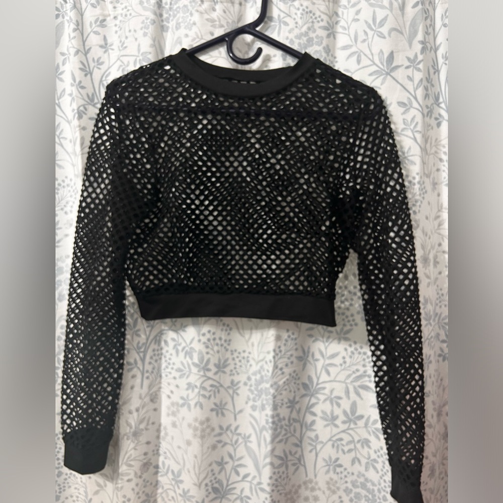 Black Avidlove Fishnet Crop Top Size Small Like New!
